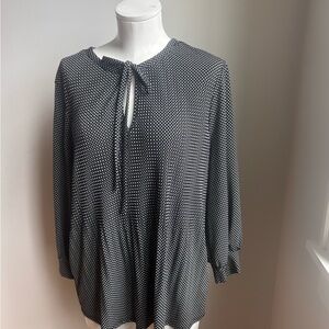 New Adrianna Papell Black and White Polka Dot Women's Top